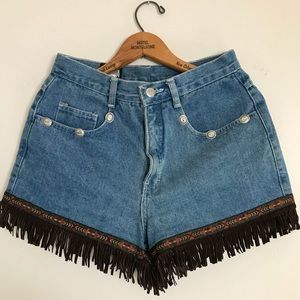 Fringe western denim jean shirts
